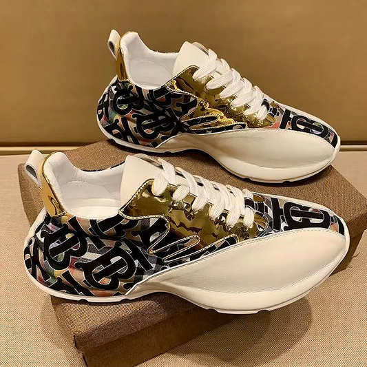 Printed Gold Sneakers