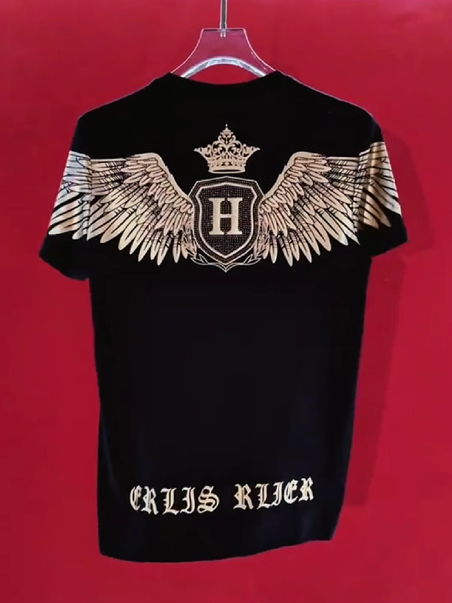 Men's Rhinestone Wing Crown Graphic T-Shirt