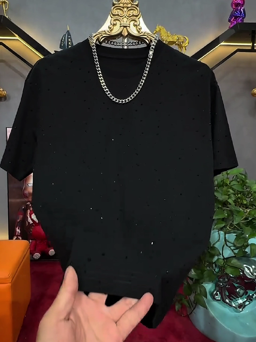 Men's Rhinestone Polka Dot Pattern T-Shirt