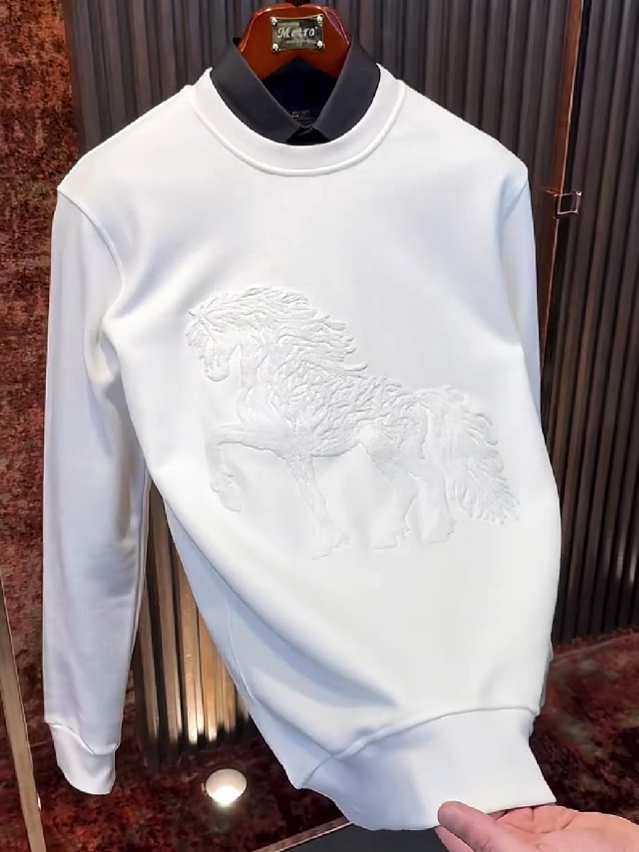 Embroidered Horse Crewneck Sweatshirt