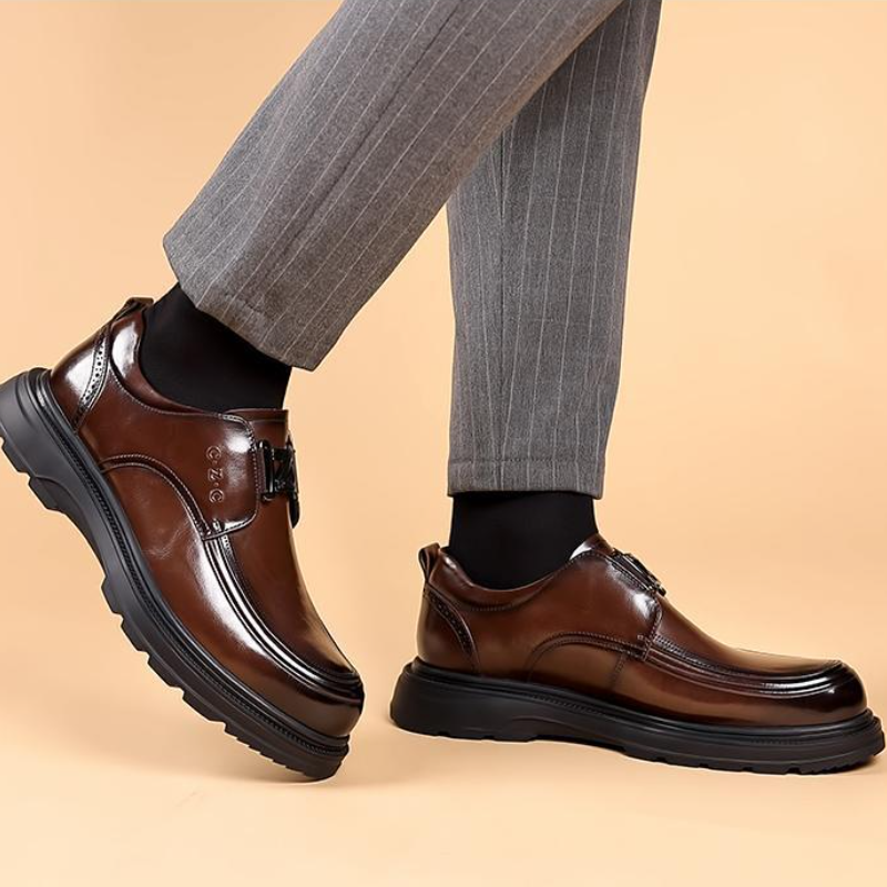 Formal Leather Shoes with Buckle Strap Closure