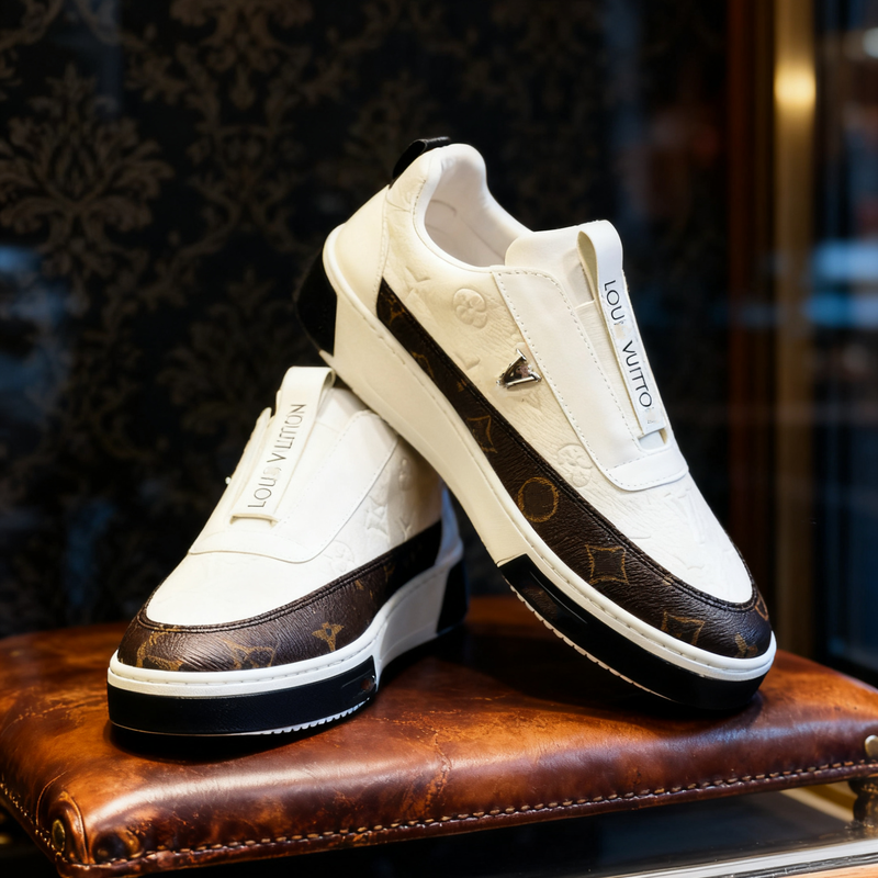 White Brown Monogram Sneaker