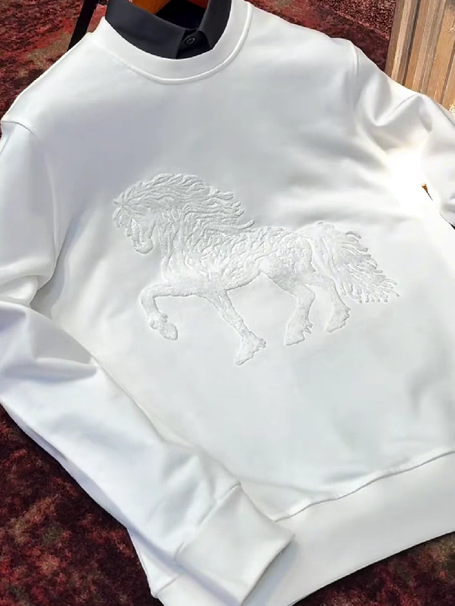 Embroidered Horse Crewneck Sweatshirt