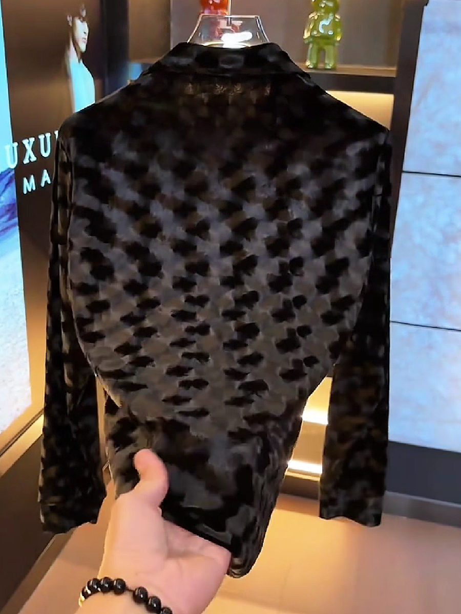 Velvet Camouflage Button-Up Shirt