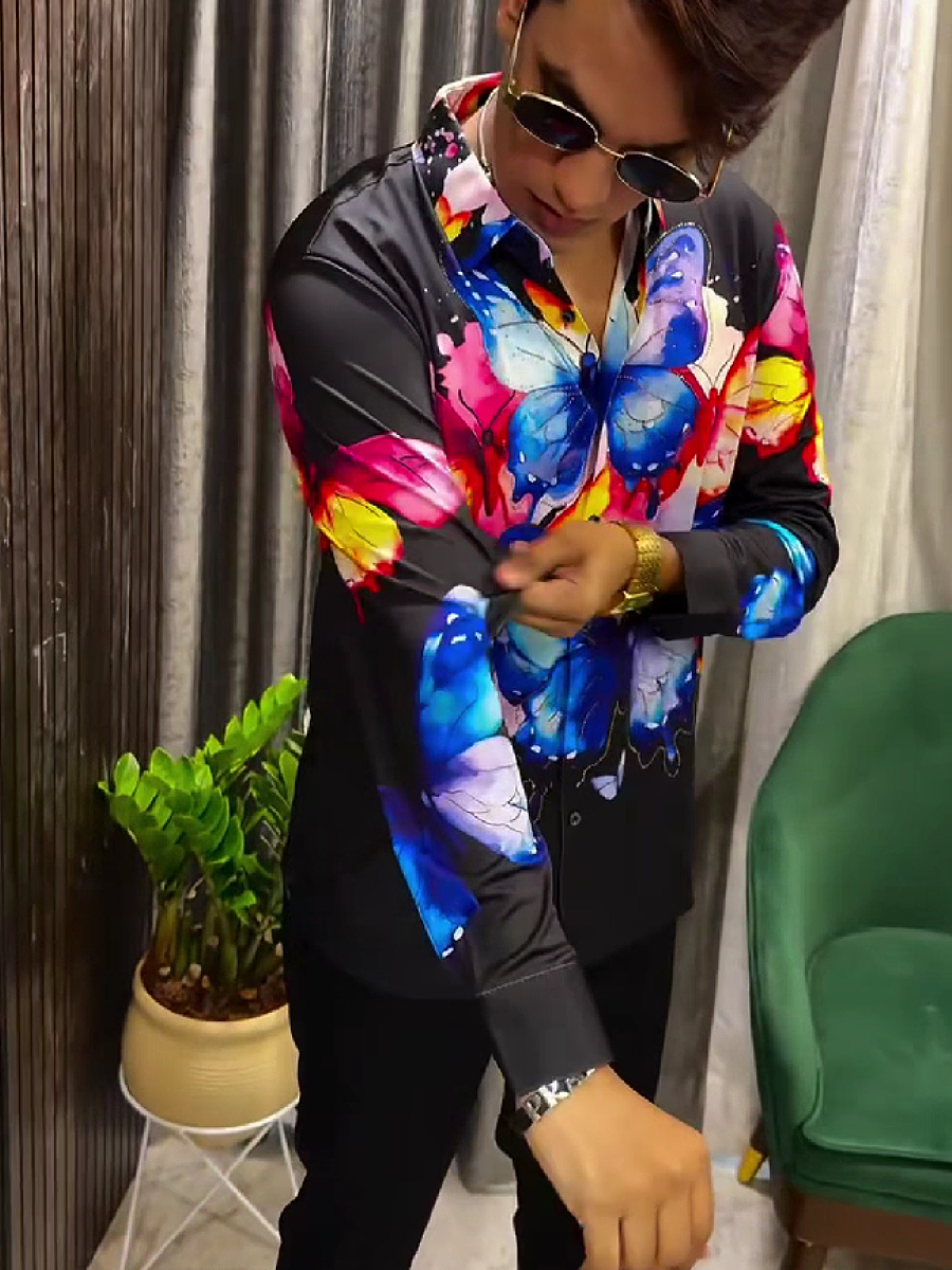 Butterfly Print Long Sleeve Shirt