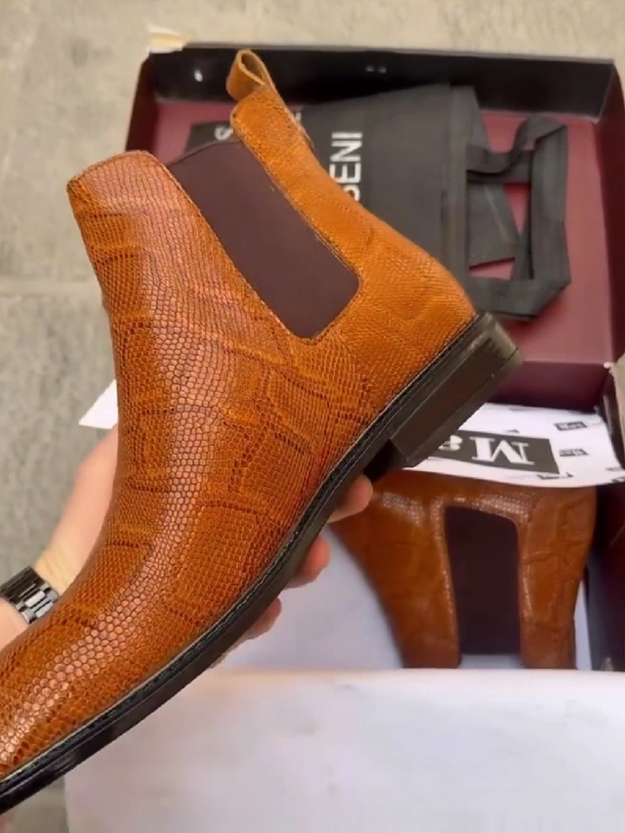 Tan Snake Print Chelsea Boot