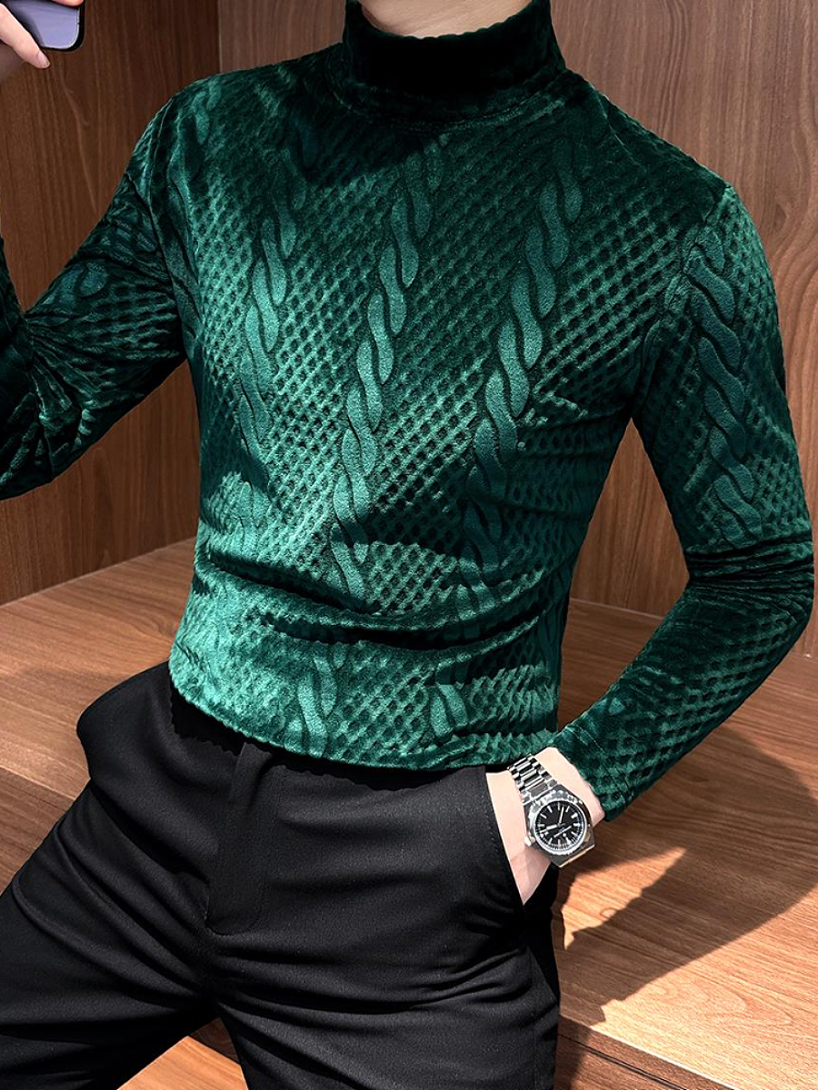 Green Velvet Knit Turtleneck