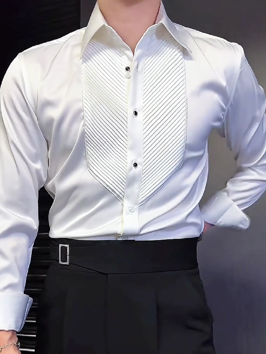 Pleated Front Formal Dress Shirt