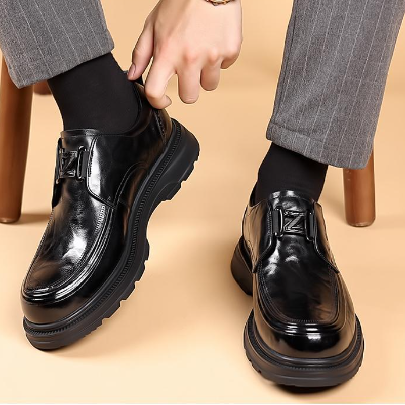 Formal Leather Shoes with Buckle Strap Closure