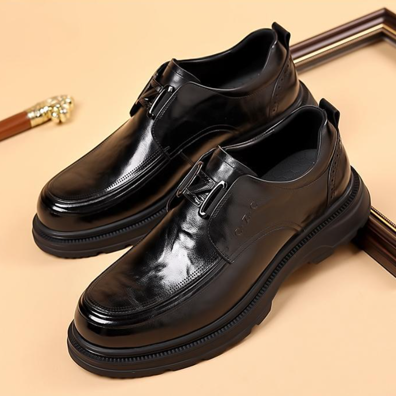 Formal Leather Shoes with Buckle Strap Closure