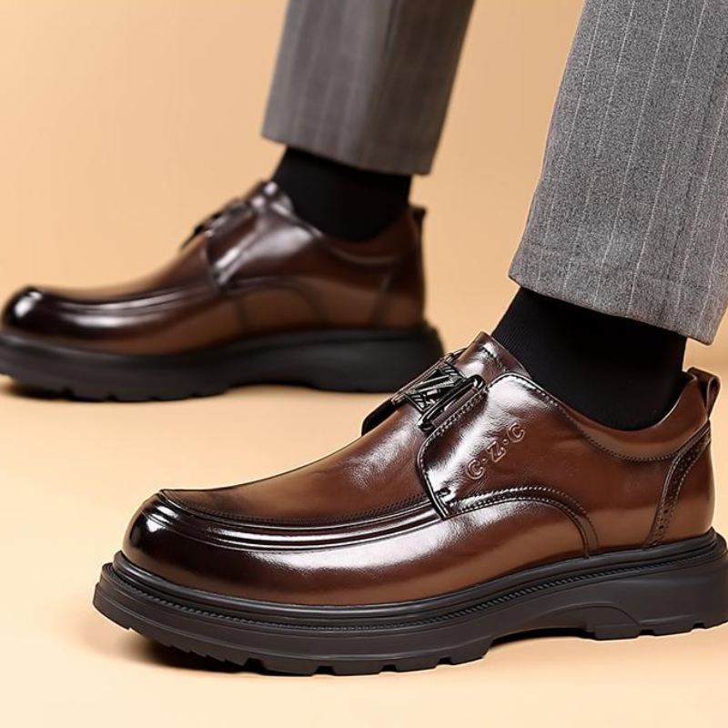 Formal Leather Shoes with Buckle Strap Closure