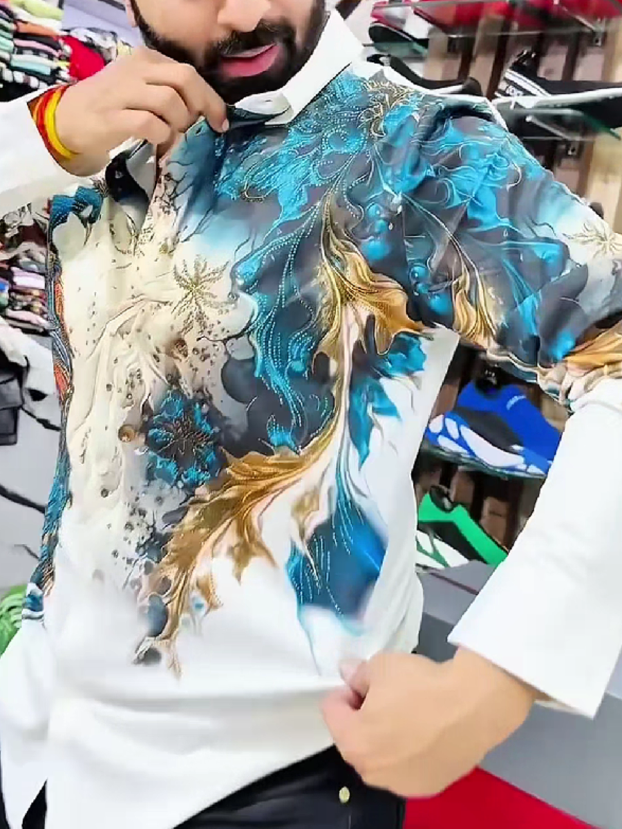Peacock Print Long Sleeve Shirt