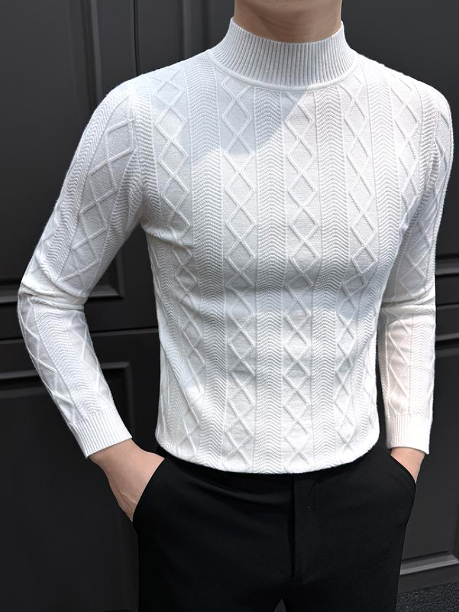 White Knit Turtleneck Sweater
