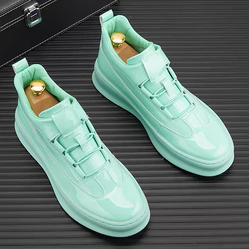 Men's Shiny Slip-On Sneakers with Metallic Accents