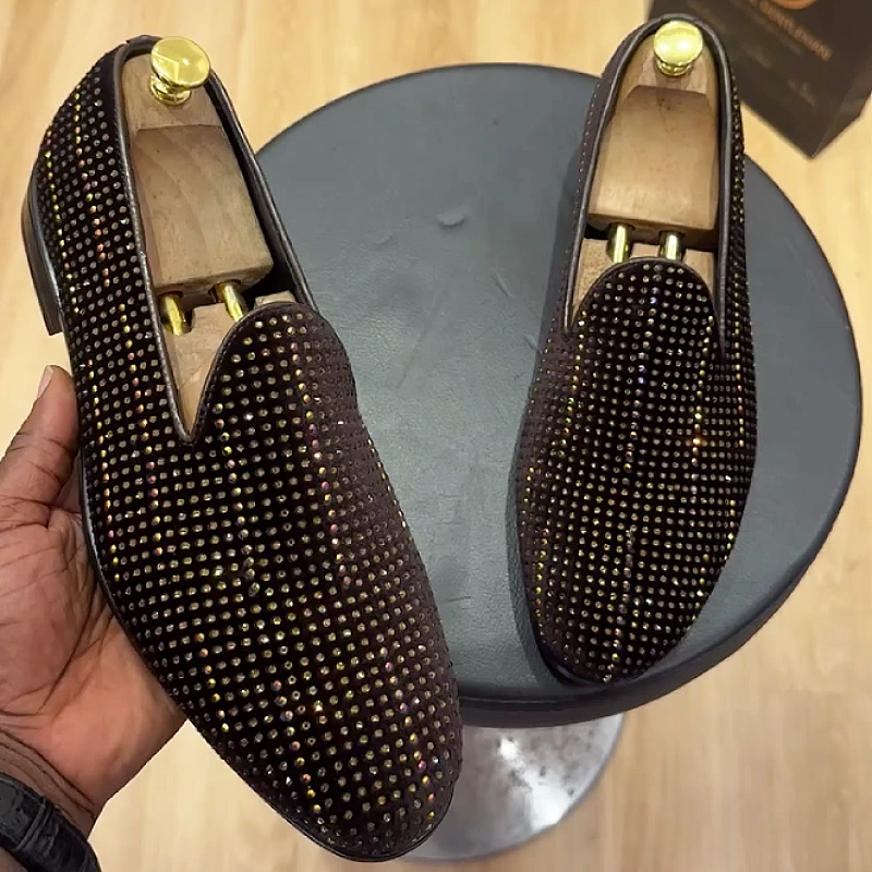 Men's Studded Leather Slip-On Dress Loafers