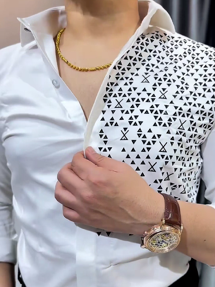 Geometric Print Dress Shirt