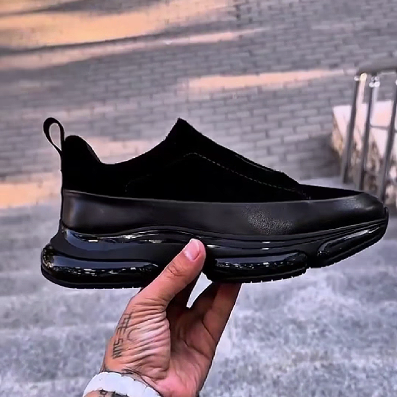 Men's Suede Slip-On Sneakers with Chunky Rubber Sole