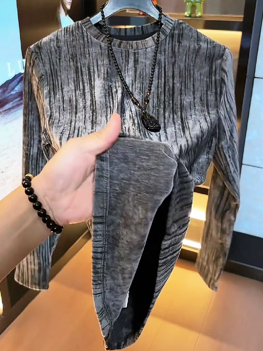 Textured Stripe Long Sleeve Tee