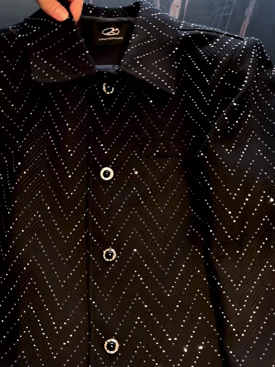 Studded Chevron Pattern Blazer Jacket