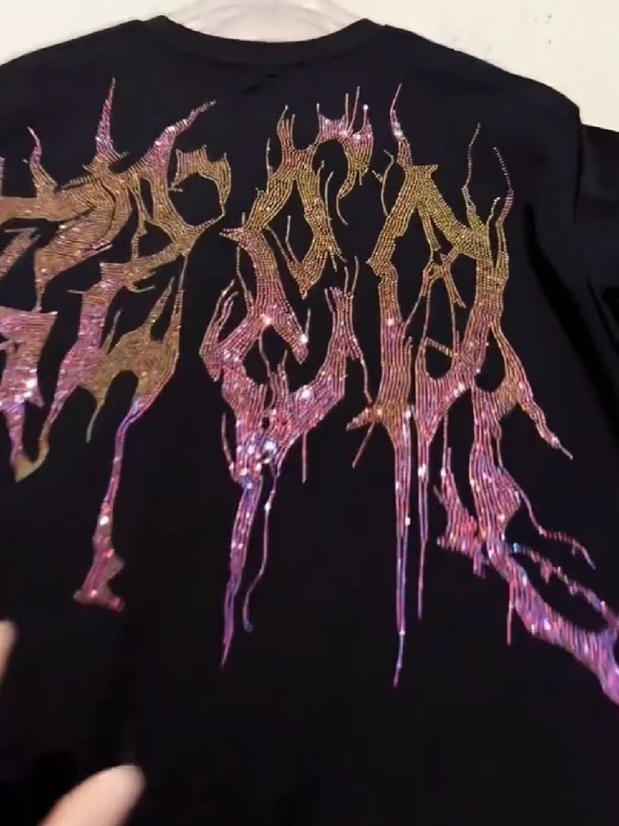 Men's Rhinestone Gothic Letter Graphic T-Shirt