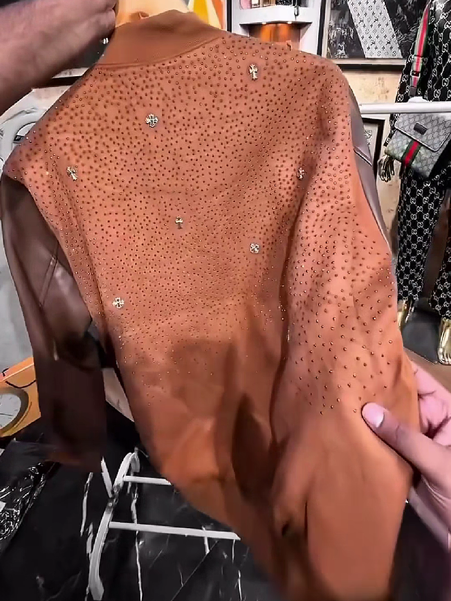 Studded Decorative Bomber Jacket