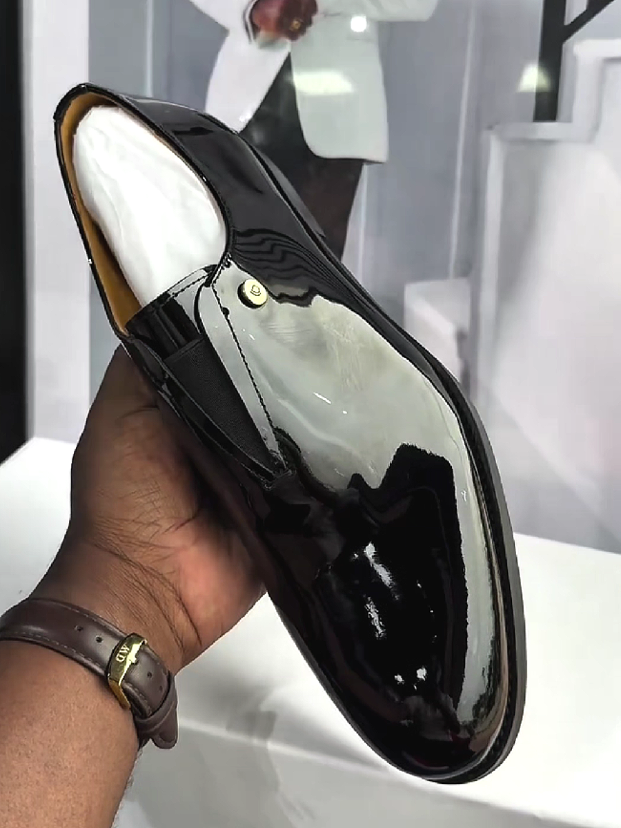 Men's Black Patent Leather Loafer Shoe