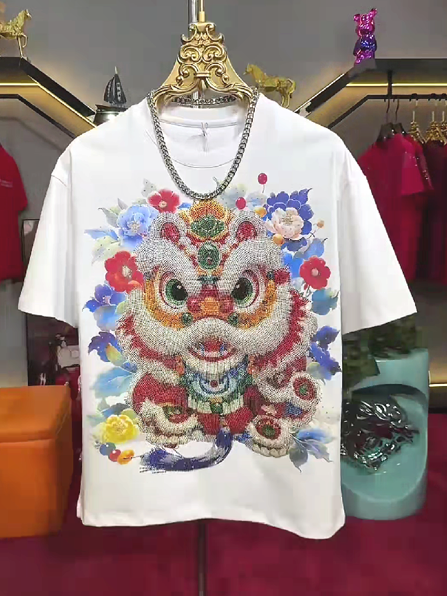 Rhinestone Lion Print Tee