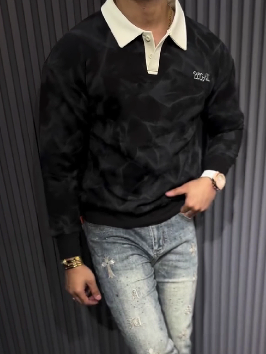 Tie Dye Polo Sweatshirt