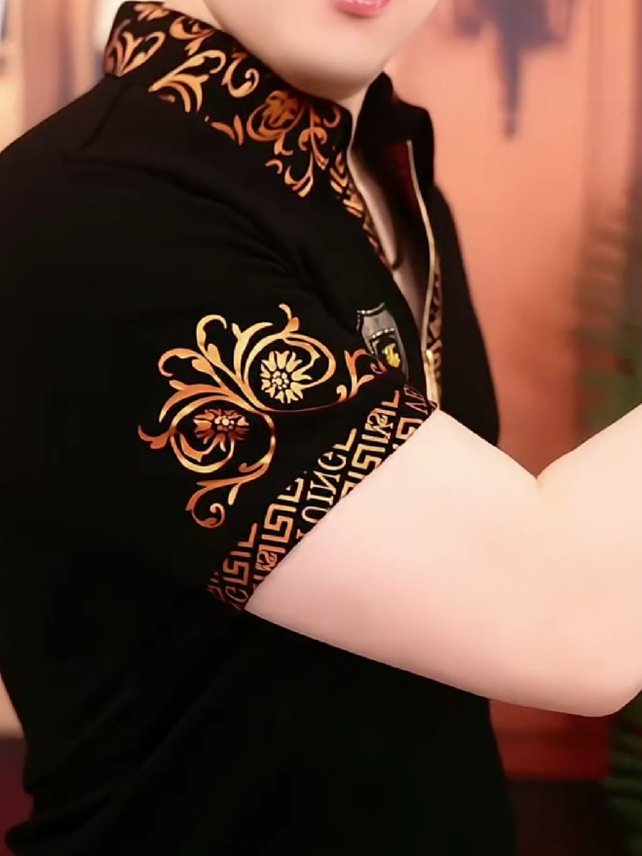 Men's Half-Zip Embroidery Collar Polo Shirt