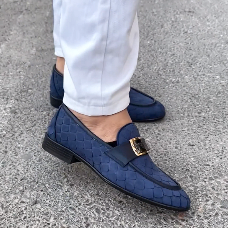 Men's Textured Leather Slip-On Dress Loafers