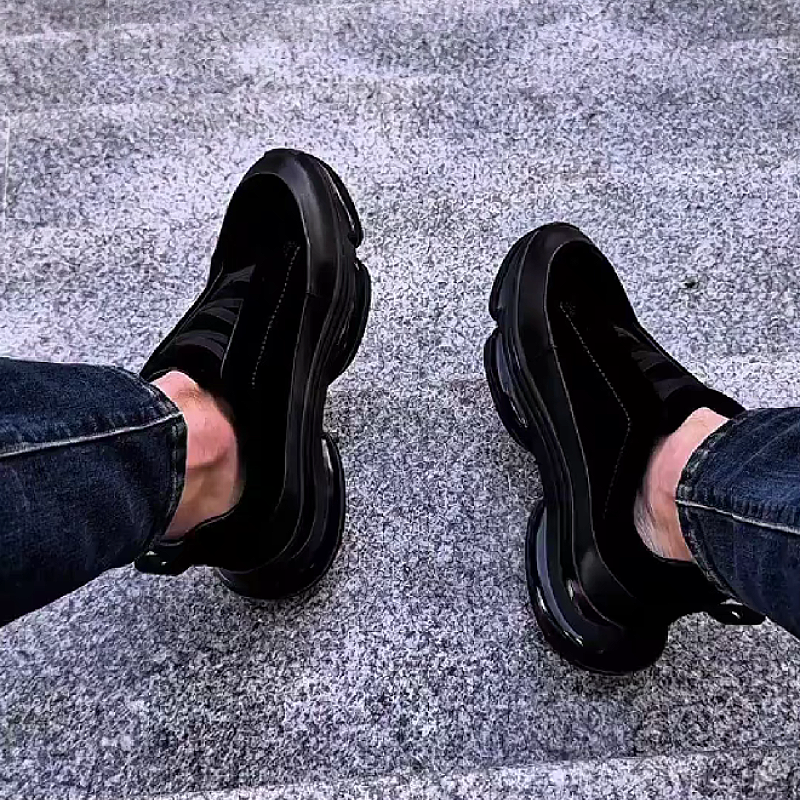 Men's Suede Slip-On Sneakers with Chunky Rubber Sole
