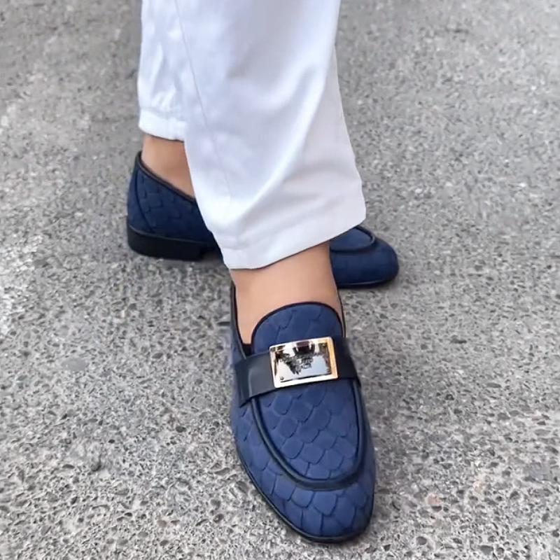 Men's Textured Leather Slip-On Dress Loafers