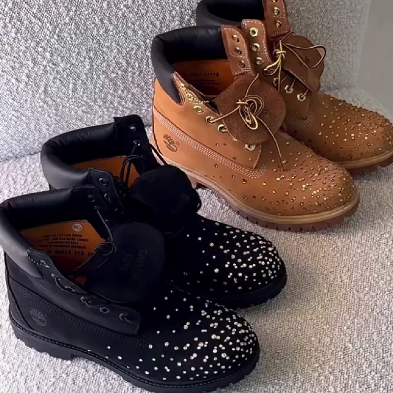 Women's Studded Ankle Boots with Lace-Up Closure