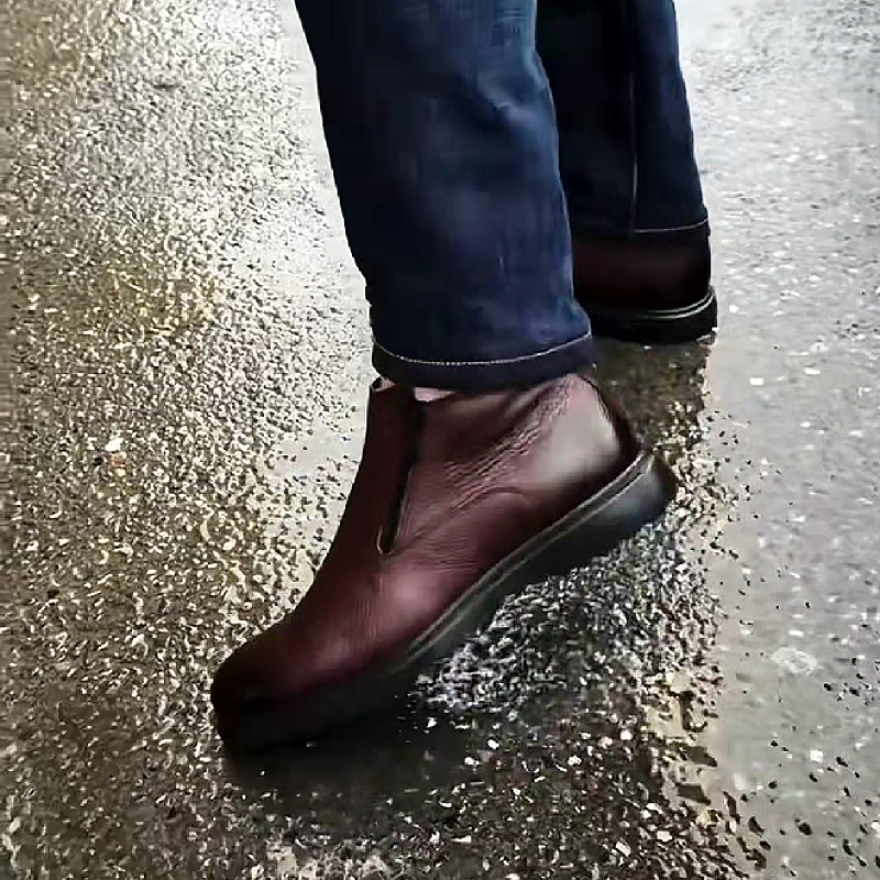 Brown Leather Zipper Boot