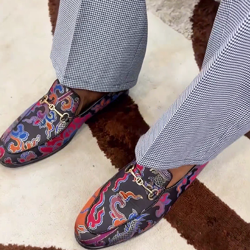 Men's Patterned Leather Slip-On Dress Loafers