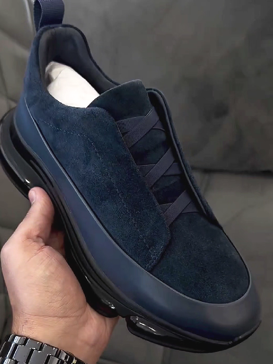 Men's Suede Slip-On Sneakers with Elastic Straps