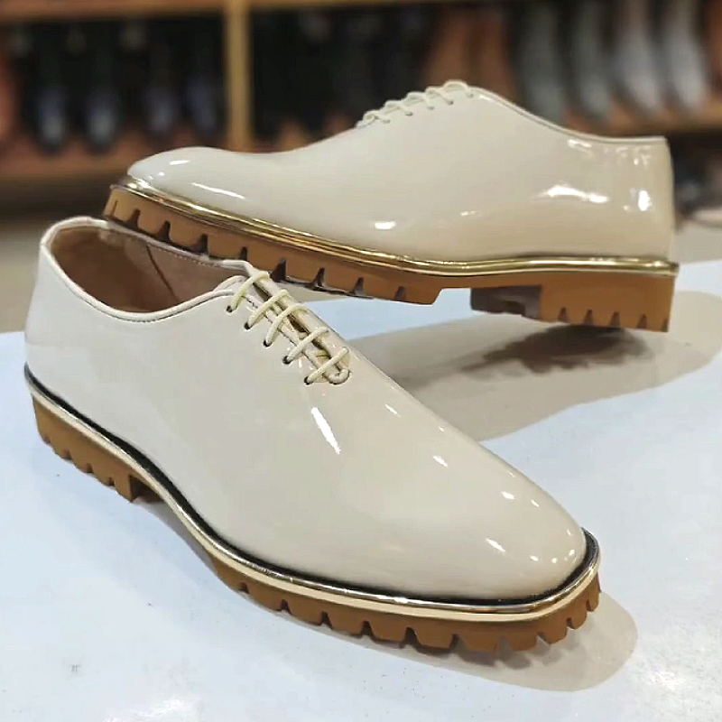 Men's Glossy Leather Lace-Up Dress Shoes