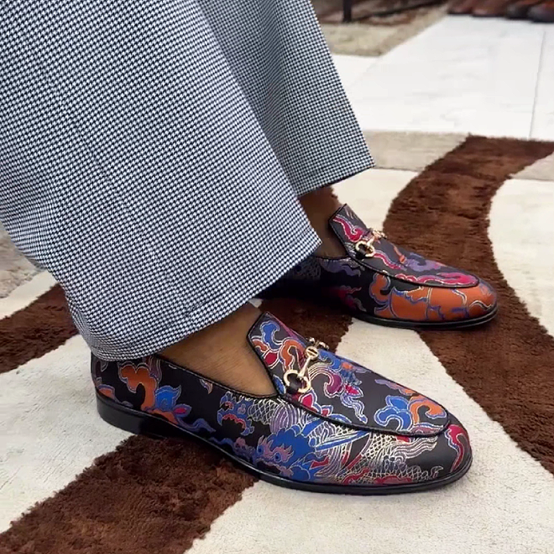 Men's Patterned Leather Slip-On Dress Loafers