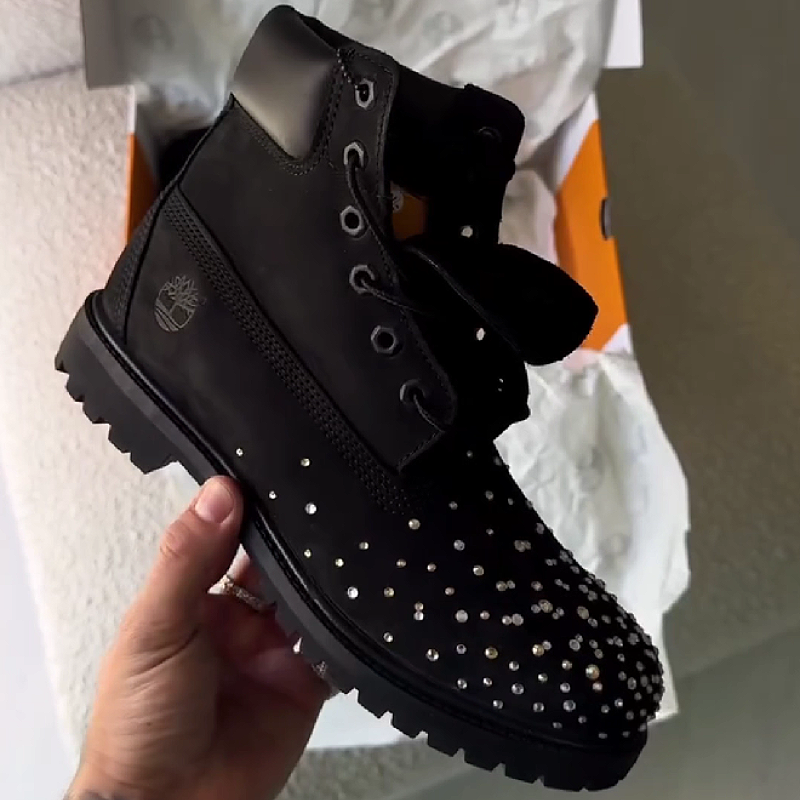 Women's Studded Ankle Boots with Lace-Up Closure