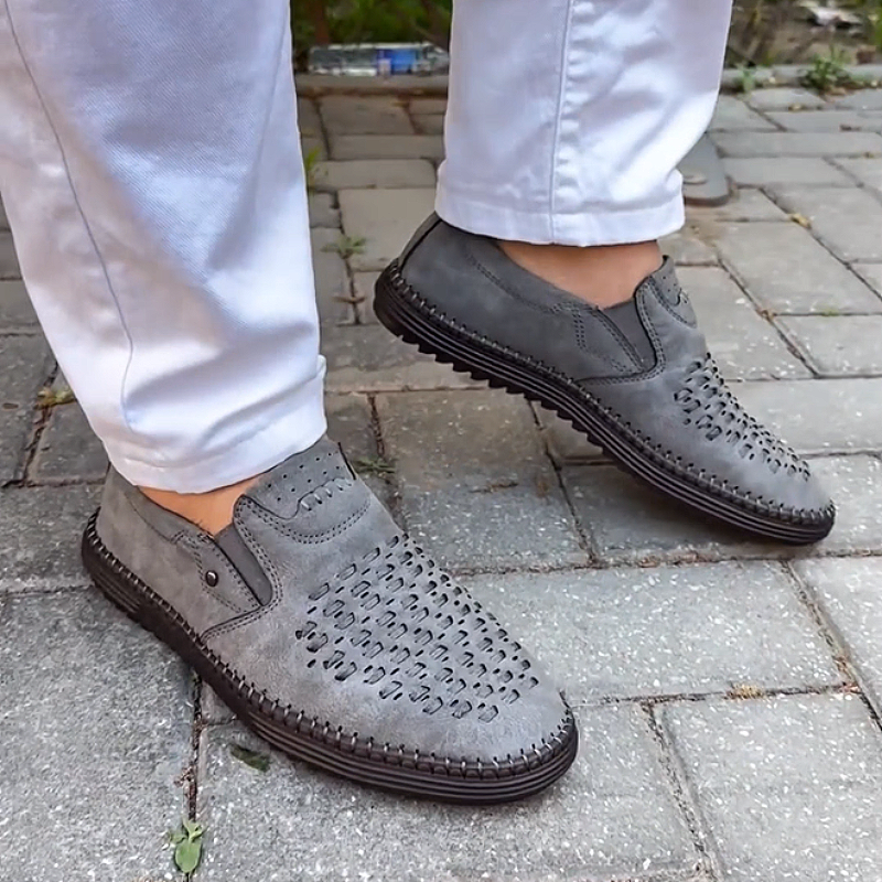 Men's Perforated Leather Slip-On Comfort Shoes