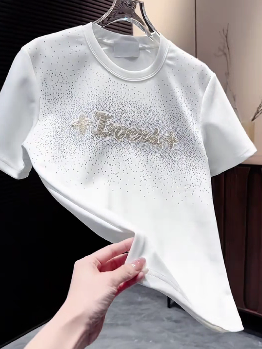 Rhinestone Word Print Tee