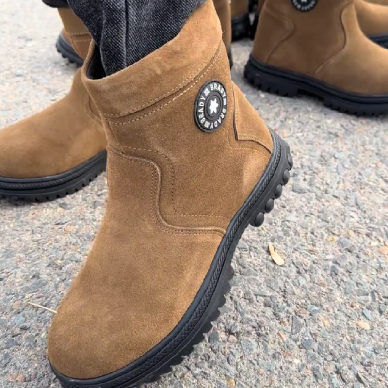 Suede Slip-On Hiking Boot with Rubber Sole