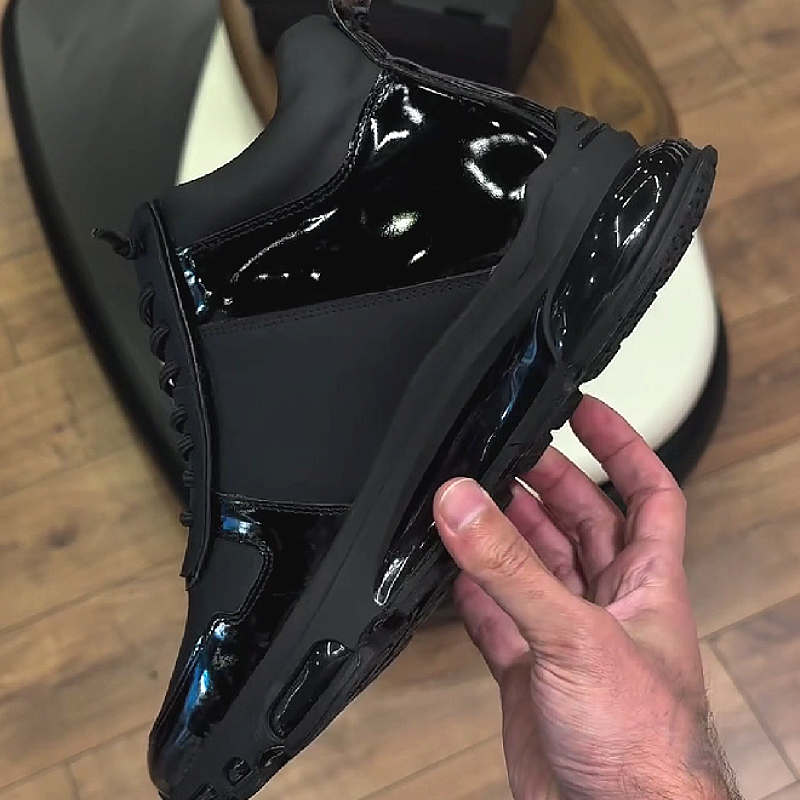 Black High Top Patent Sneaker