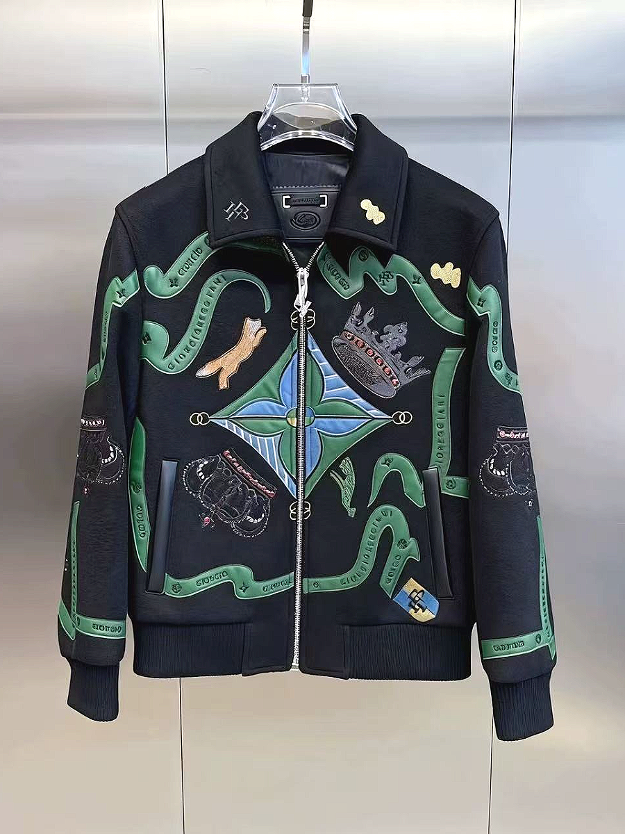 Embroidered Patchwork Zipper Jacket