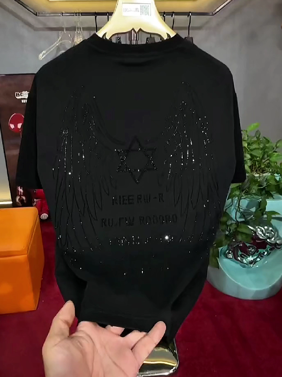 Men's Rhinestone Wing Graphic Short Sleeve T-Shirt