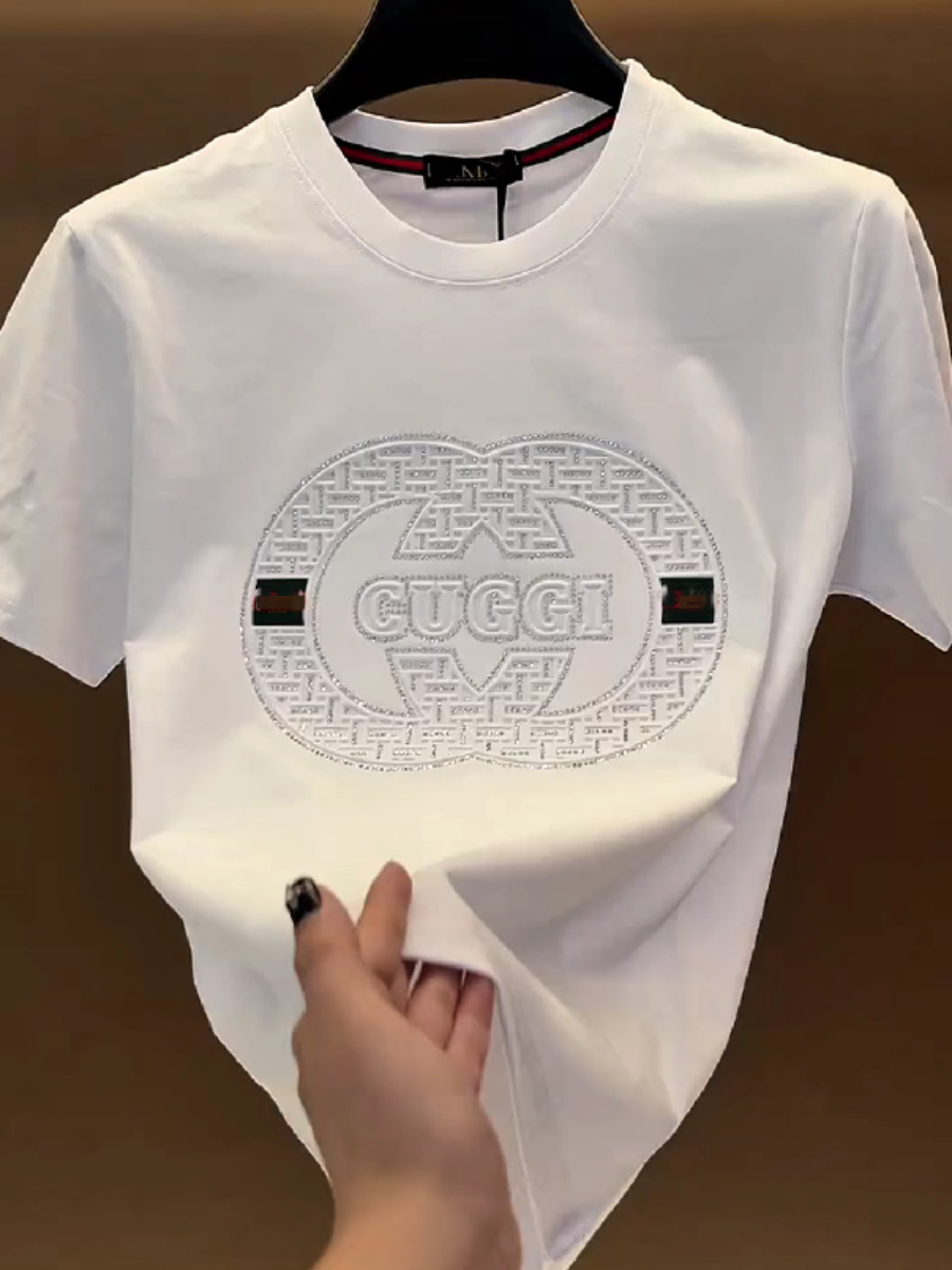 Men's Rhinestone Monogram Logo T-Shirt