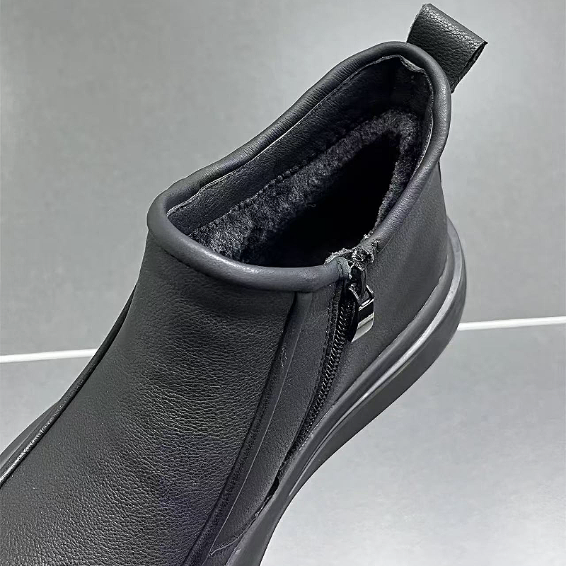 Black Leather Slip On Boot