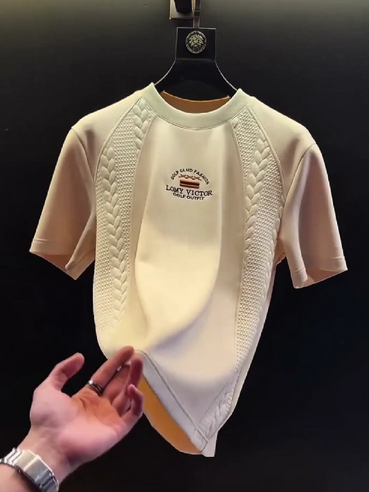 Men's Embroidered Braided Panel Short Sleeve T-Shirt