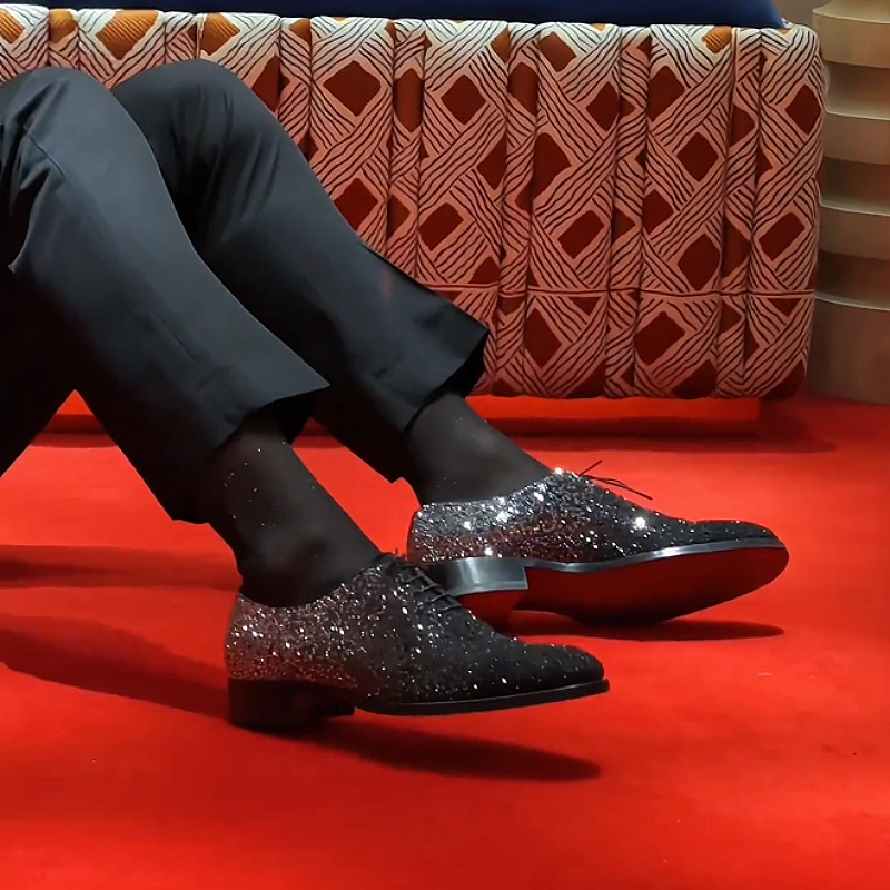 Black Glitter Oxford Shoe