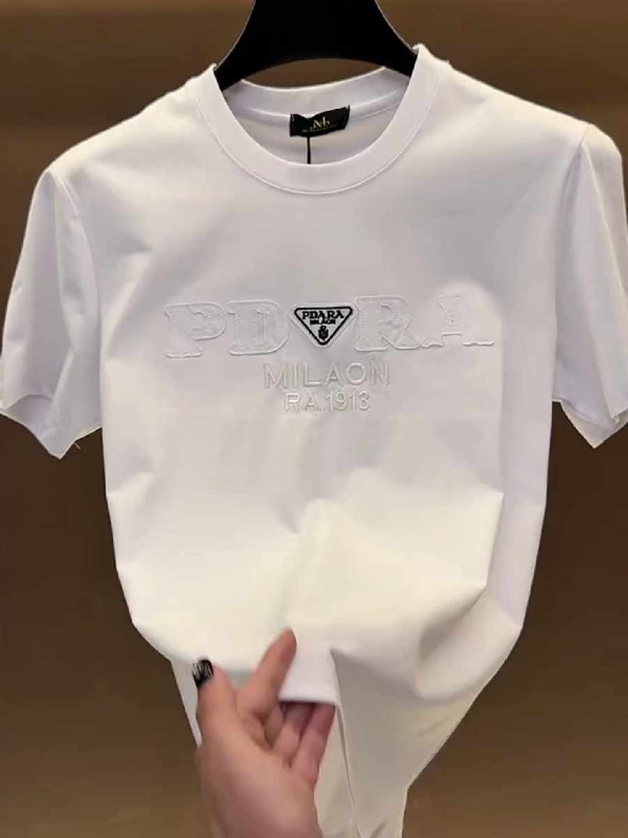 Men's Embroidered Triangle Logo Graphic T-Shirt